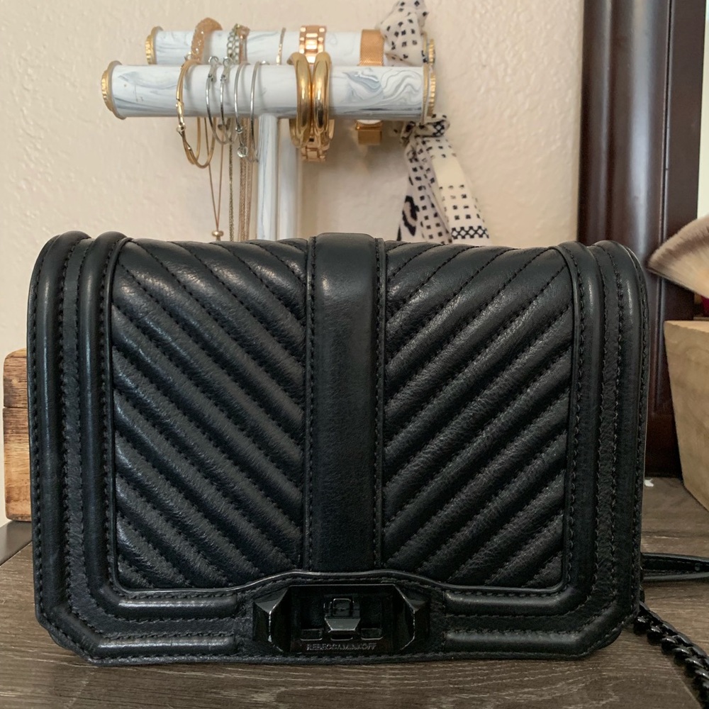 Rebecca Minkoff Black Chevron Quilted Crossbody Bag